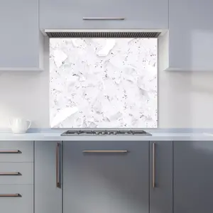 Ice White Quartz Effect Premium Glass Kitchen Splashback W600mm x H750mm