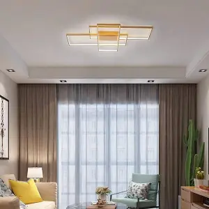 Garwarm Gold LED Ceiling Light with Remote Control, Dimmable Ceiling Lamp 50W, Fixtures for Living Dining Room Bedroom Kitchen