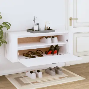 Berkfield Wall Shoe Cabinet White 100x35x38 cm Engineered Wood