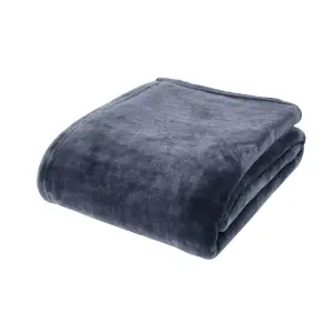 Catherine Lansfield Raschel Velvet Touch 130x170cm Blanket Throw Navy Blue