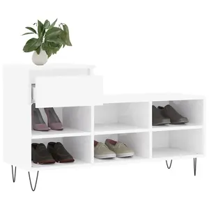 Berkfield Shoe Cabinet High Gloss White 102x36x60 cm Engineered Wood