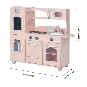 Teamson Kids Westchester Large Wooden Play Kitchen Playset Toy with Chalkboard & Accessories - Pink