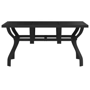 Berkfield Garden Table Black 140x70x70 cm Steel and Glass