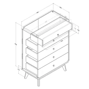 LV44, 5 Drawer Chest, Columbian Walnut