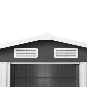 10 ft. W x 12 ft. D Metal Apex Garden Shed with Foundation Grey