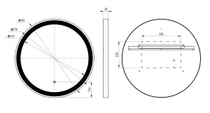 Keenware KBM-347 Aurora Round LED Black Framed Bathroom Mirror With Demister