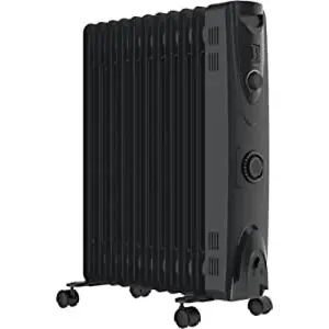 MYLEK Oil Filled 2500w Heater Radiator Thermostat 3 Heat Settings With Timer Charcoal Grey