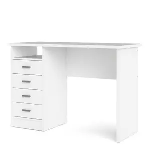 Function Plus 4 Drawer Desk in White