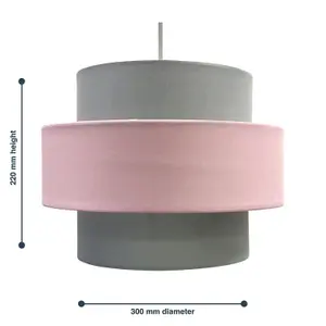 First Choice Lighting Pink and Grey Two Tier Light Shade