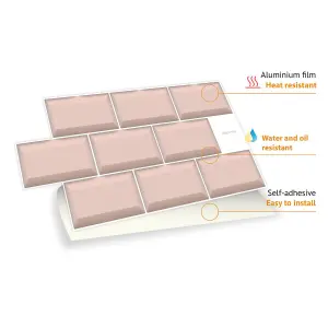 Walplus Blush Pink Subway Brick 2D Tile Stickers 12 Pcs