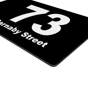 Personalised Aluminium House Plaque with Solar Light Customised with Your House Number and Street Name 160 x 280mm Black