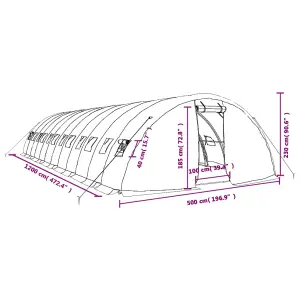 vidaXL Greenhouse with Steel Frame Green 60 m² 12x5x2.3 m