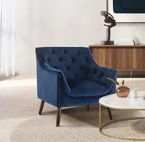 Velvet Navy Blue Franca Accent Chair