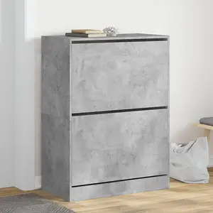 Berkfield Shoe Cabinet with 2 Flip-Drawers Concrete Grey 80x42x108 cm