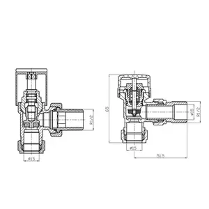 Thermostatic TRV Radiator Heated Towel Rail Valves Angled 15Mm X 1/2" Pair Black