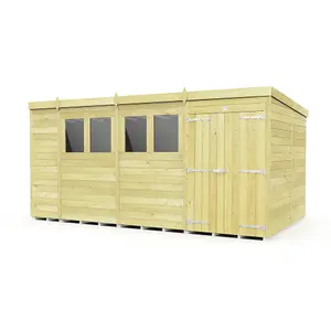 DIY Sheds 15x8 Pent Shed - Double Door With Windows