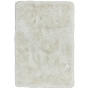 Handmade Rug, Luxurious Rug for Bedroom, Easy to Clean Plain Dining Room Rug, Sparkle White Shaggy Rug-150cm (Circle)