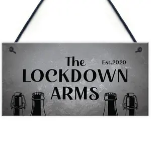 Funny Lockdown Bar Sign LOCKDOWN ARMS Home Bar Man Cave Door Sign Gift