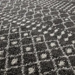 Moroccan Dark Grey Shaggy  Living Room Rug 1040