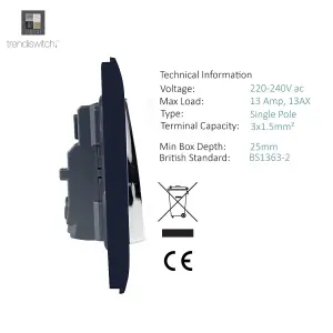 Trendiswitch Navy 1 Gang 13 Amp Switched Socket