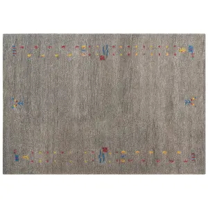 Wool Gabbeh Area Rug 160 x 230 cm Grey SEYMEN