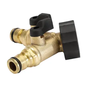 Draper Brass Double Tap Connector with Flow Control, 3/4" 36228