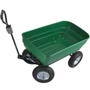 Garden Trolley - tip function, padded handle, 300 kg load capacity - green