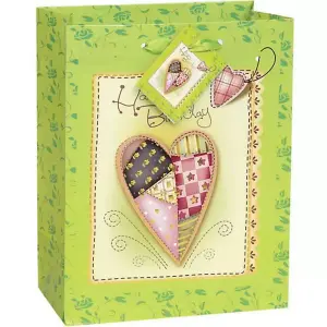 Unique Party Patchwork Birthday Gift Bag Green (M)