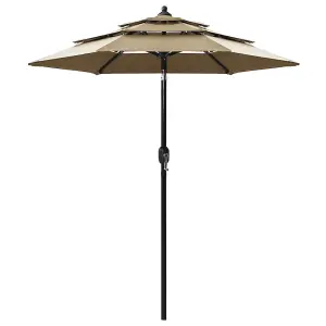 Berkfield 3-Tier Parasol with Aluminium Pole Taupe 2 m