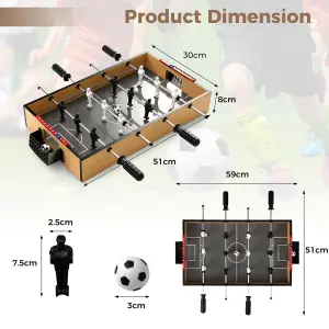 COSTWAY 51cm Foosball Table Mini Football Table w/ LED Lights Compact Game Table