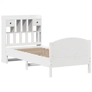 Berkfield Bookcase Bed without Mattress White 75x190 cm Small Single Solid Wood Pine