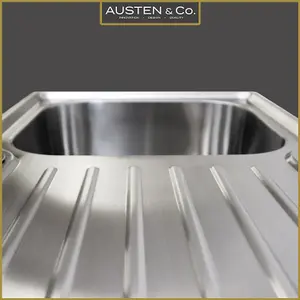 Austen & Co. Florenzo Large Stainless Steel Inset Reversible Single Bowl Kitchen Sink With Drainer, Lifetime Guarantee