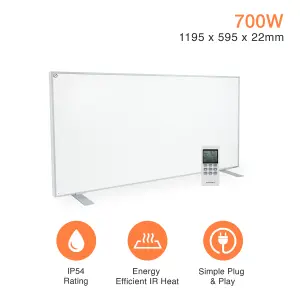 700W NXT Portable Remote Controllable Electric Infrared panel Heater (Feet Included)