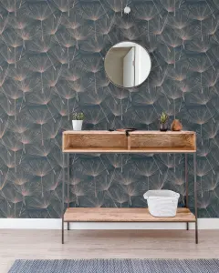 Arthouse Harmony Dandelion Charcoal/Rose Gld Wallpaper