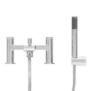 GoodHome Kariya Gloss Chrome effect Deck-mounted Bath mixer tap with shower kit