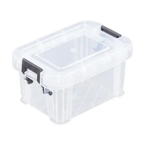 Set of 12 x 0.2L Mini Clip Top Allstore Stackable Storage Boxes Office Organiser