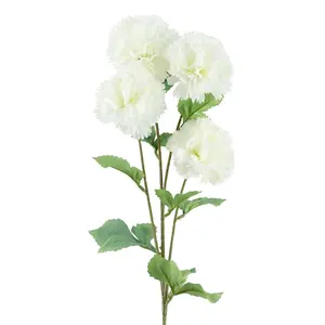 70cm White Artificial Carnation - 4 Flowers Stem