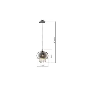 Milagro Starlight Chrome Pendant Lamp 1XE14 A Stunning Range With 22CM Glass Shades Housing Chrome Fitments And Gorgeous Crystals