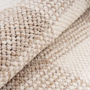 Cream Beige Neutral Boucle Textured Checkered Soft Area Rug 120cm x 170cm