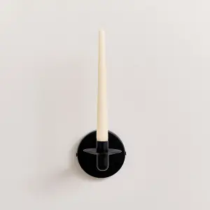 Melody Maison Round Black Metal Candle Wall Sconce