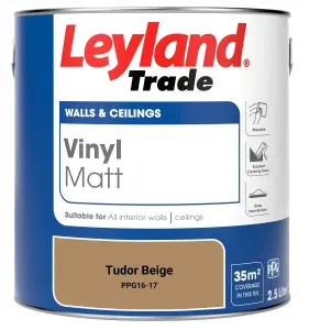 Leyland Trade Vinyl Matt Walls & Ceilings Emulsion Paint Tudor Beige (PPG16-17) 2.5L