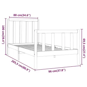 Berkfield Bed Frame White Solid Wood Pine 90x200 cm