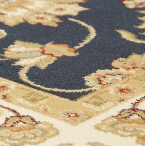 Persian Bordered Easy to Clean Blue Floral Traditional Rug for Dining Room-160cm X 235cm