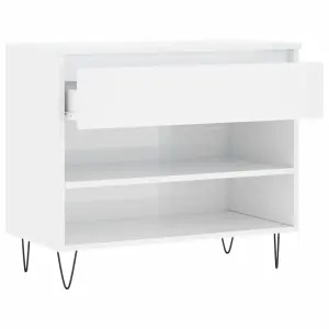 Shoe Cabinet High Gloss White 70x36x60 cm Engineered Wood