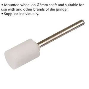 High-Quality Mounted Die Grinder Wheel - 10mm x 15mm Head with 3mm Shaft for Precision Grinding