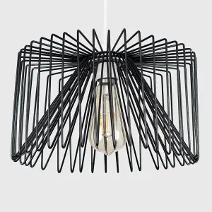 ValueLights Amadeus Modern Black Non Electric Metal Wire Design Cylinder Shaped Light Pendant Shade