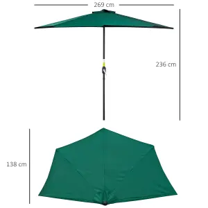 Outsunny 3 (m) Metal Frame Garden Furniture Parasol Half Round Umbrella