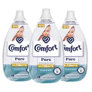 Comfort Ultra Concentrated Pure Fabric Conditioner Fresh & Mild 870ml, 58W, 3Pk