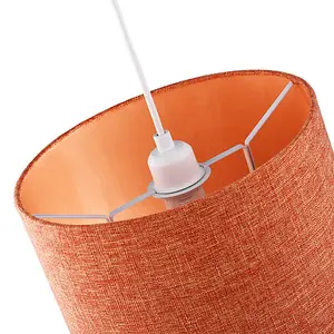 Contemporary and Sleek Orange Natural Linen Fabric Drum Lamp Shade 60w Max