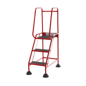 TUFF Easy Glide Steps - 3 Tread - Red - Anti-Slip